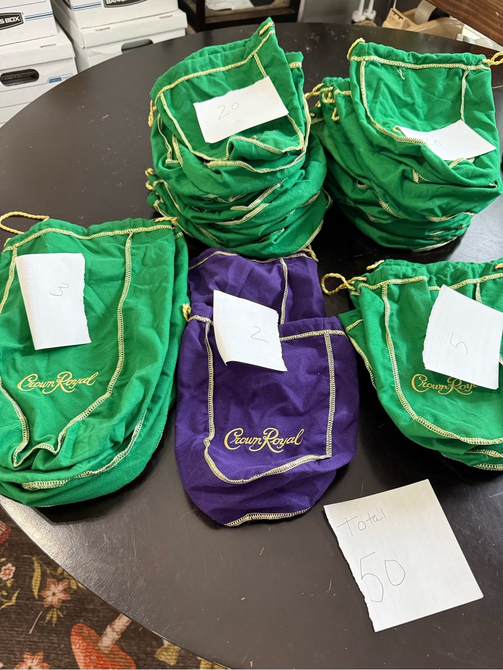 Crown Royal Bags Green Apple Cloth bags lot of 50